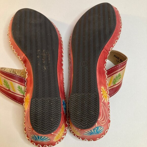 L'Artiste Spring Step Santorini Handpainted Leather Sandal Floral 41 - Picture 7 of 8